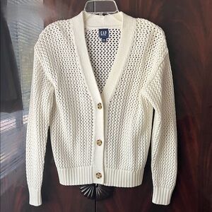 GAP Women's Ivory Open-Knit Cardigan